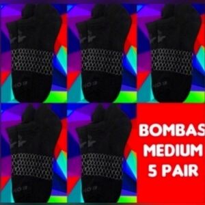 Bombas Ankle Socks Medium 5 Pair Unisex Womens & MensHoneycomb Black/Grey BNWT